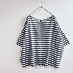 グローバルワーク ボーダー 光沢 カットソー バックファスナー ゆったり L 夏