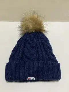 【美品】FILA フィラ ニット帽 レディース ネイビー