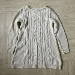 earth music&ecologyアイボリー ケーブルニットチュニック 長袖