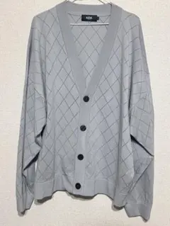 グレー ダイヤモンド模様 ニットカーディガン