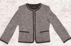 美品 グリーンレーベルリラクシング ツイード ノーカラージャケット 38 M