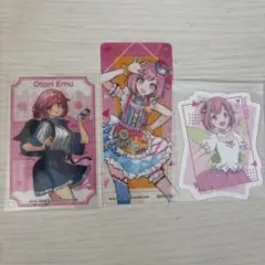 プロセカ 鳳えむ カード、ステッカー3点セット
