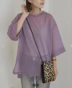 シースルー パープル 半袖トップス