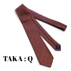 【良品】タカキュー ネクタイ 小紋柄 オレンジ系 7.5cm