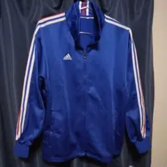 adidas 青 ジャージ ストライプ 万国旗 上 Lサイズ