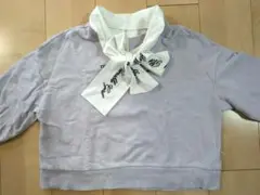 ♡メゾピアノ♡薄紫♡ リボンの襟付きトレーナー♡140♡定価5000円♡