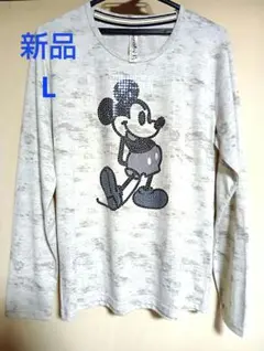 新品　美濃屋　ミッキーマウス スパンコール 長袖Tシャツ　マーブル　インナー