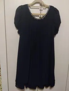 LAISSE PASSE　レッセパッセ　ワンピース　パーティドレス　ネイビー紺S