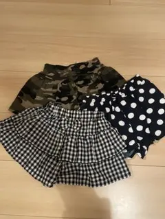キッズ 半ズボン 3点セット 迷彩 チェック 水玉