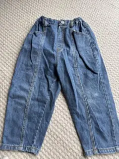 韓国デニムブルー ウエストゴム パンツ