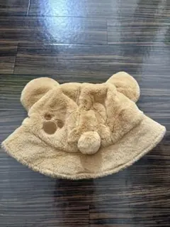 クマ耳付きベージュ帽子　Disney