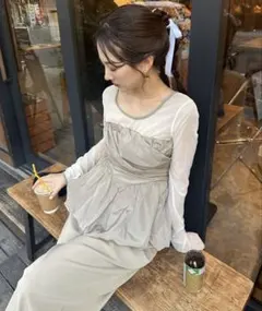 ANDRESD シャーリングギャザー セットアップドレス