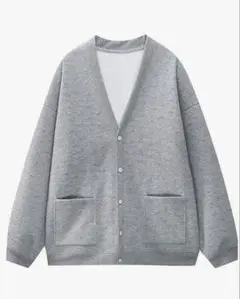 ⭐️暖かい　OKJCON グレー 長袖　キルティングカーディガン Mサイズ⭐️