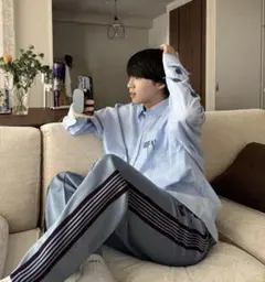 Needles ニードルズ セットアップ(グレー×赤) 菅田将暉着用 サイズS Needles ニードルズ セットアップ(グレー×赤) 菅田将暉着用