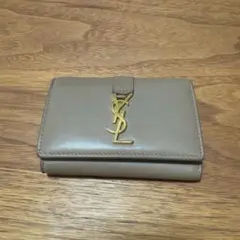 SAINT LAURENT 三つ折り財布 グレージュ - メルカリ