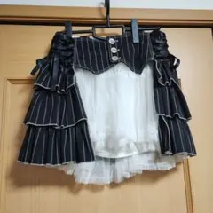 BPN　ストライプ フリルスカート レースアップ Black PEACE NOWのサムネイル
