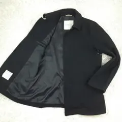 良品△マッキントッシュフィロソフィー ステンカラーコート 紺 ウール混 40