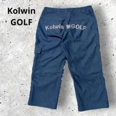 コルウィンゴルフ ストライプクロップドパンツ サイズ7 ネイビー G88