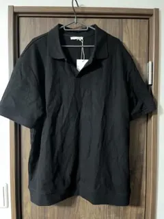 リブ スキッパー メンズポロシャツ 半袖 ブラック　ザラ　ZARA ワイシャツのサムネイル