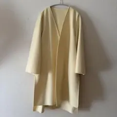 UNIQLO ：C ノーカラー ロングコート イエロー ベルト付き