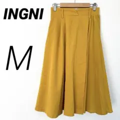 【INGNI/イング】異素材ひざ丈スカート（M）マスタード/黄　バックファスナーのサムネイル