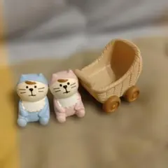 concombre 赤ちゃん猫 ベビーカー セット 置物 フィギュア