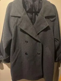 グレー ダブルブレスト オーバーサイズコート