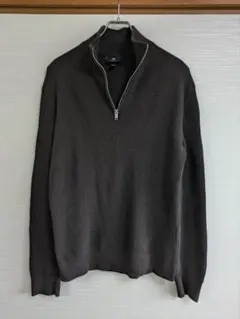 H&M レギュラーフィット ハーフジップ ニット セーター ダークブラウン