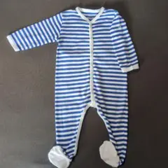 青と白のストライプロンパース