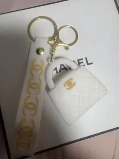 ホワイトミニバッグキーホルダーノベルティのサムネイル