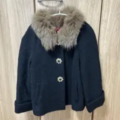 Apuweiser-riche 黒いファー付きジャケット サイズ2 ビジュー