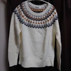 未使用近い Emsexcite Mサイズ アイボリー ノルディック柄 セーター