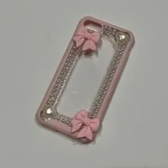 iPhoneSE/8/7ケース デコ電 シンプル ピンク 平成女児 平成 リボン
