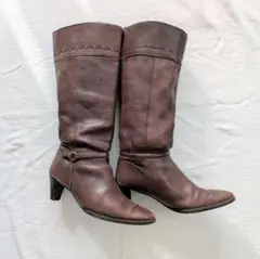 ダークブラウン レザー ロングブーツ　24.5cm