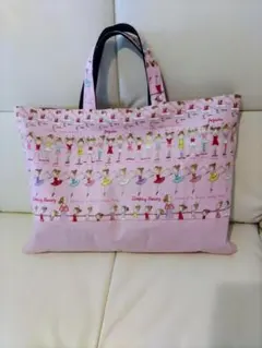 バレリーナ柄トートバッグピンクのサムネイル