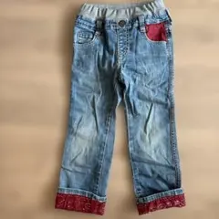 HasHush/ハッシュアッシュ　デニム　ストレートパンツ 100cm