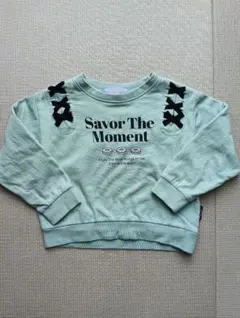 【美品】裏起毛 ミントグリーン トレーナー リボン