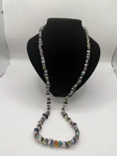 マルチストーン さざれ石 ロングネックレス 約80cm ニッケルシルバー刻印