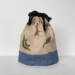 【送料込】恐竜　お弁当袋　コップ袋　巾着　給食袋