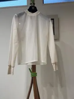 極美品アナイANAYI おしゃれトリコットオーガンジーリブプルオーバー　36