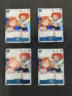 ワンピース カードゲーム 少女 4枚セットP-096青黄ナミ - メルカリ