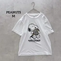 ピーナッツ　スポーツ　半袖　Tシャツ 吸水速乾　スヌーピー　テニス　白　【M】のサムネイル