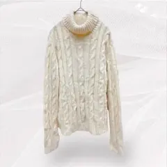 【美品】Faded Glory ケーブルニット タートルネック オフホワイト