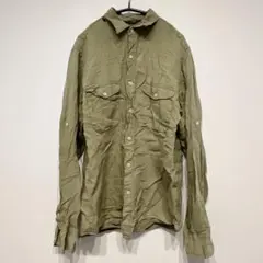 【訳あり】J.CREW ジェイクルー リネンシャツ 麻100% カーキ Sサイズ