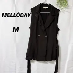 MELLÓDAY 【M】メロディ テーラードベスト 横ポケット襟にテカリあり