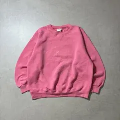 無地スウェットLピンクボックスシルエット前Vガゼットメキシコ製アメリカ古着