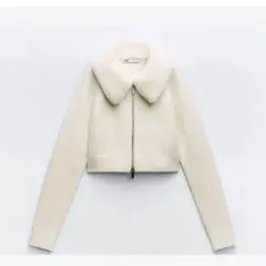ZARA フェイクファーカラー ニットセーター