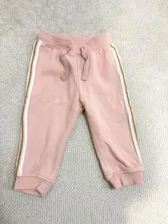 H&M 裏起毛　ピンク　ラインパンツ　74cm 6-9months ベビー