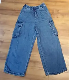GU ジーユー　140　ワイド　デニム　カーゴパンツ　ボトムス