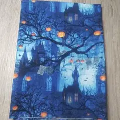 輸入生地 ハロウィンカボチャとお城とニュースペーパー